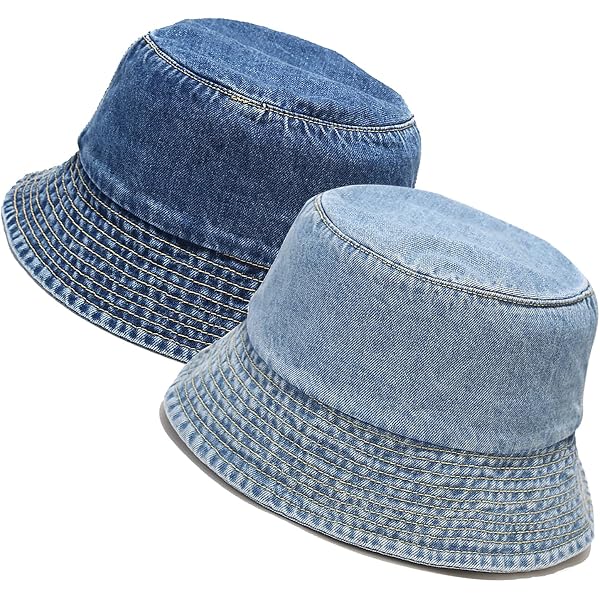 Distressed Denim Bucket Hats Frayed Jean Ripped Hole Fringe  display picture 3