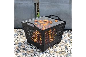 OutVue 20 inch Fire Pits for Outside with Grill & Storage Bag,Portable Firepit,Wood Burning Fire Pit with Poker & Spark Screen, Firepit for Outdoor, Patio, Yard, Garden, Camping