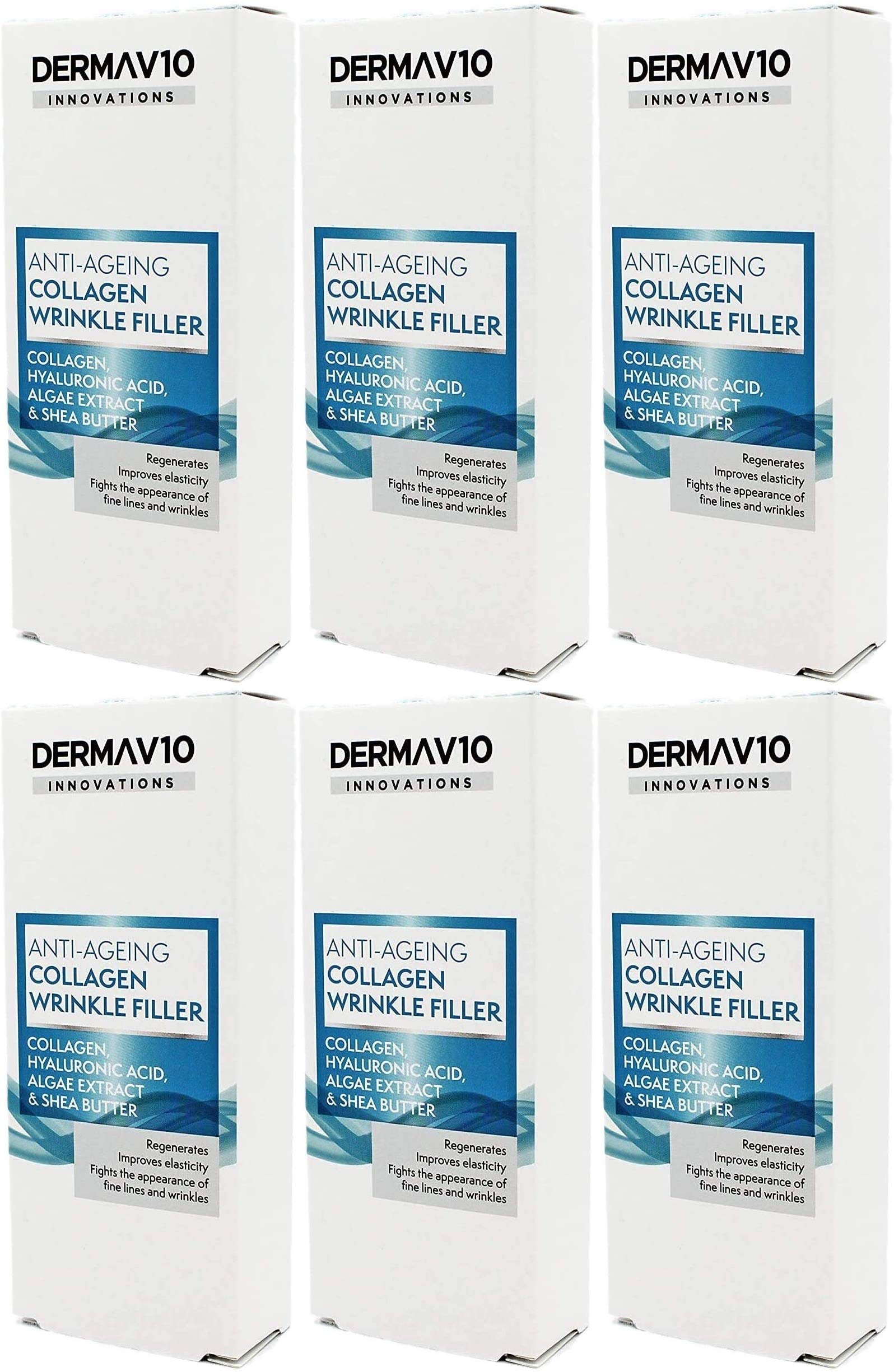 Derma V10 Anti-Ageing Collagen Wrinkle Filler With Hyalauronic Acid, Algae Extract & Shea Butter (6 Pack)