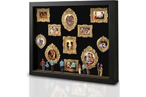 Personalized Museum of Us Shadow Box Frame - Custom DIY Mini Museum Silhouette Box with Light & Figurines, Mini Gold Frames -