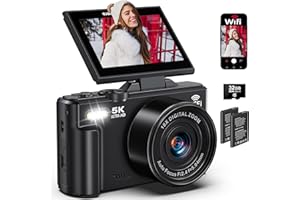 DEMOFIT 5K Digital Camera for Photography - 75MP WiFi Vlogging Camera for YouTube - UHD 18X Zoom Digital Cameras with Flip Screen 3" 180° - Travel Flash Camara for Beginners & Adults