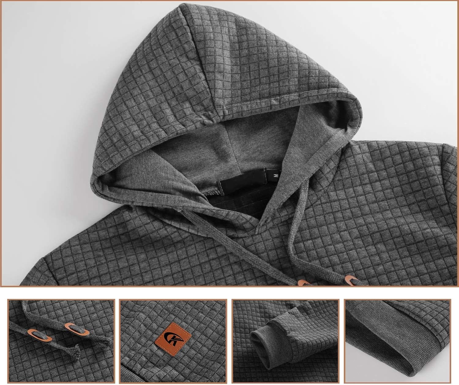 Mens Pullover Hoodie Long Sleeve Hooded Sweatshirt Casual Hoodies Square Pattern: Clothing