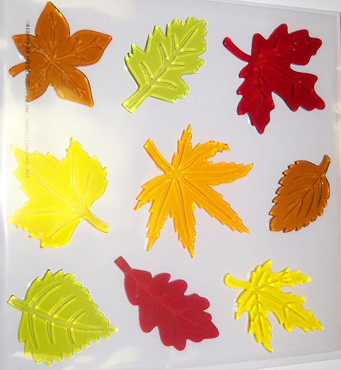 Fall Harvest Reusable Gel Window Clings Multicolor Leaves