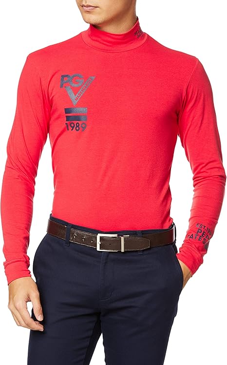 Amazon パーリーゲイツ メンズ 長袖 ハイネック シャツ 定番系 ロゴ C Pu ベア天 053 100 レッド 日本 6 Xl 日本サイズxl相当 インナーシャツ 通販