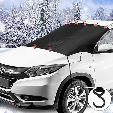 Greatwild Magnetische Frontscheibenabdeckung Auto Scheibenabdeckung Windschutzscheibe Frost Schnee Schutz mit 7 Magnete 2 Hak