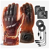 RIDEIRON Heated Motorcycle Gloves for Men, CE Level 1KP Protection, 3000mAh Rechargeable Battery Electric Heating Gloves Touchscreen Winter Cold Weather Motorcycle Riding Racing ATV UTV