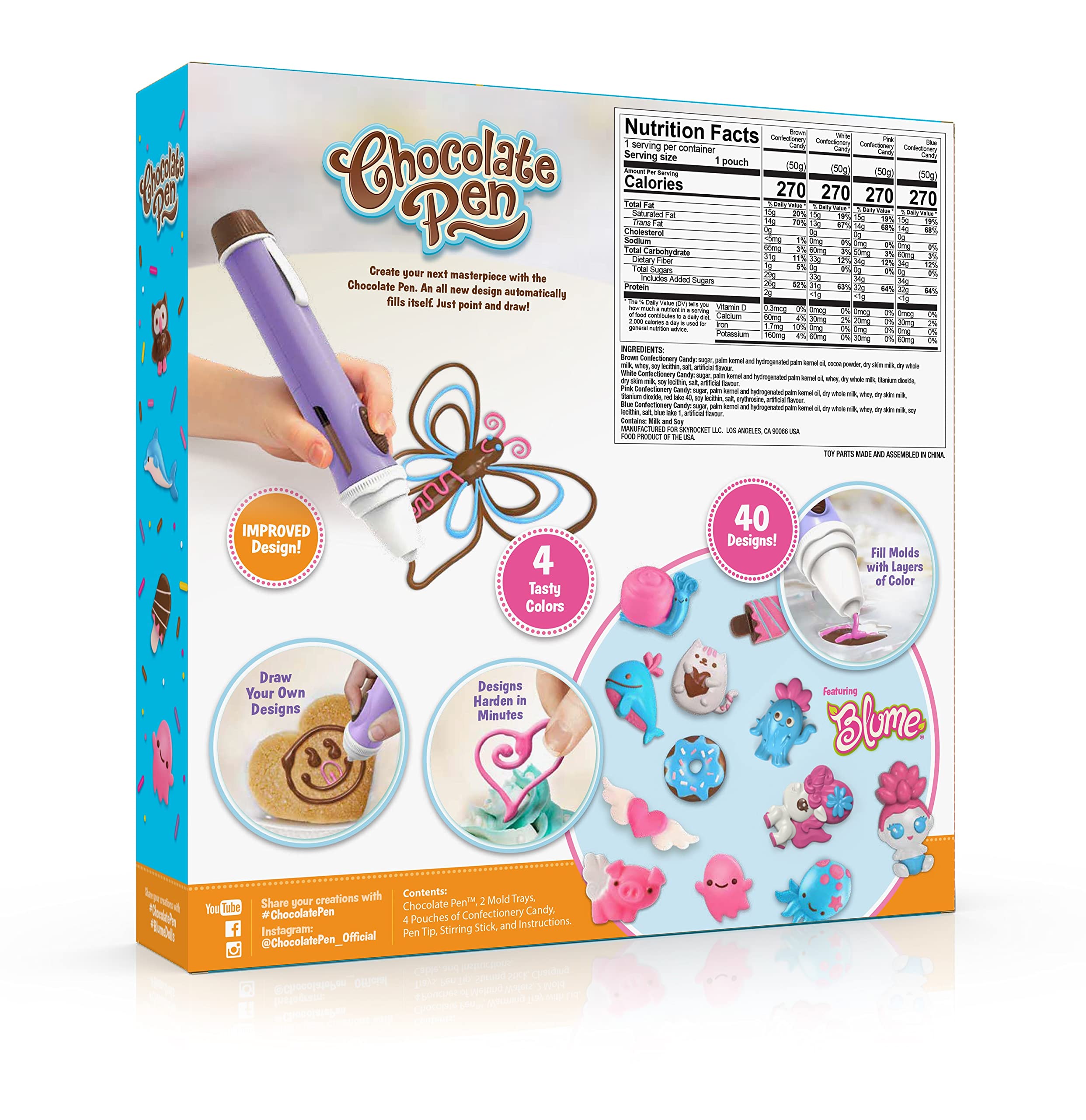 Chocolate Pen Real Cooking and 4 Bars of Candy Chocolate, Kids Crafting Baking Kits, Draw in Chocolate and DIY Your Own Baking Creations!