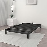 ITIMIDI 6 Inch Twin Size Bed Frame with Metal Gaskets, No Box Spring Needed, DIY Headboard, Heavy Duty Steel Slat Support, Anti-Slip Mattress Stopper, Round Corner Leg, Easy Assembly, Black