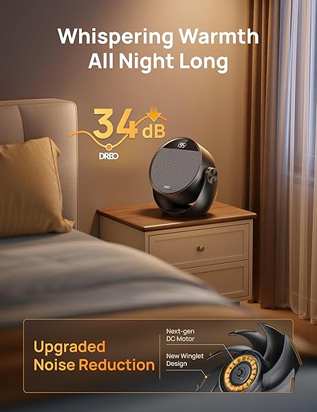 DREO SPACE HEATER 1500W, 60° ADJUSTABLE TILT, 10.5FT/S PORTABLE ELECTRIC HEATERS FOR INDOOR USE WITH THERMOSTAT, 8 SAFETY PROTECTIONS, 3 MODES, REMOTE, QUIET DESK HEATER FOR BEDROOM, OFFICE, BLACK