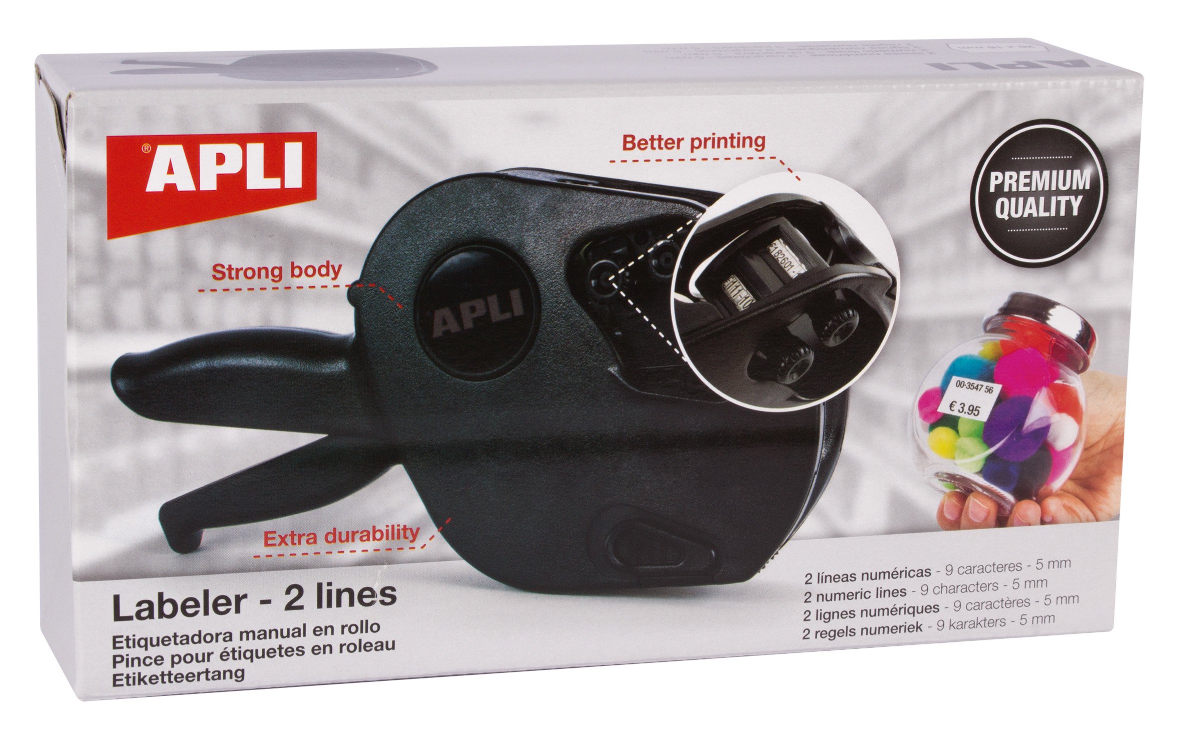 APLI Paper 102365 Price Label Machine 2 Lines Premium