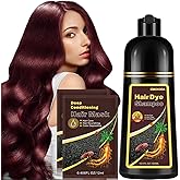 Natural Hair Color Shampoo for Gray Coverage, Instant Red Hair Dye Shampoo 3 in 1, Shampoo Hair Dye Works in Minutes, Red Hair Shampoo, Shampoo Para Canas for Women and Men