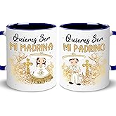 WHIDOBE Gift For Godparents - Godparents Proposal Mug Set - Madrina, Padrino De Bautizo Cup Set - Bautizo Recuerdos - Godparents Presents - Quieren Ser Mis Padrinos, Quieres Ser Mi Madrina
