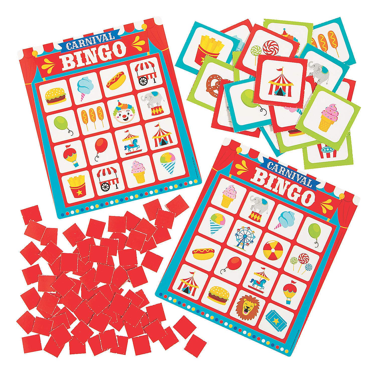 Photo 1 of Fun Express Carnival Bingo Game Set - for 16 People - Include Game Boards, Call Out Sheets, Chips and Instructions - Party Games