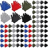 Suhine 150 Pair Winter Gloves Bulk for Homeless People Winter Knitted Warm Gloves for Men Women Charity Donation Supplies