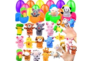 TURNMEON 24 Pack Easter Surprise Eggs Prefilled with 24 Different Finger Puppets Toys Inside, Animals Puppets Easter Hunt Eggs, Easter Basket Stuffers Essential Gifts for Kids Toddlers Girls Boys