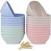 SOUJOY 20 Pack Unbreakable Cereal Bowls, 20 Oz Wheat Straw Bowls, Reusable Soup Bowls for Snacks, Rice, Condiments, Side Dish