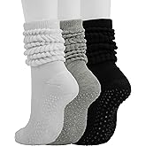 BomKinta Pilates Socks with Grips for Women - Yoga Grippy Slouch Scrunch Sock - Slipper Socks for Barre Workout Hospital