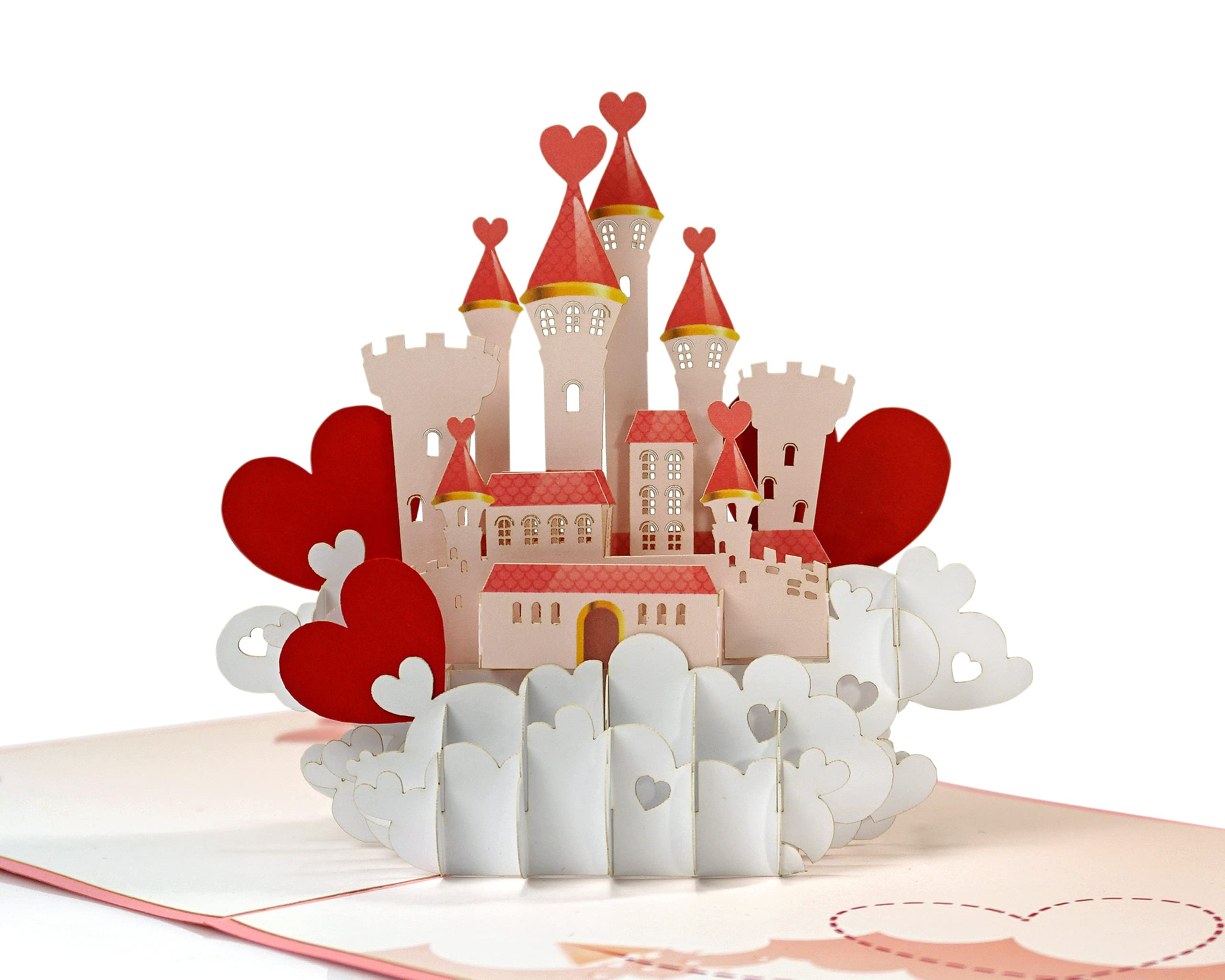 Princess Love Castle Pop Up 3D card. Sweet surprise greeting card gift for her,wife,girlfriend,daughter,mum,grandaughter. Valentine’s Day, Anniversary,Wedding,Birthday.15cmx15cm (Princess Castle)