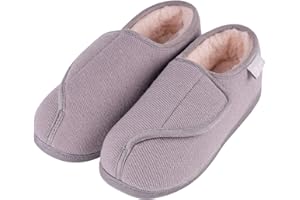 LongBay Women's House Slippers with Furry Memory Foam Warm Winter Shoes Indoor Outdoor Diabetic Arthritis Edema