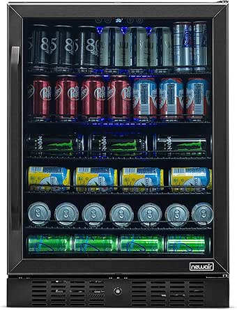 NewAir Beverage Refrigerator Built In Cooler with 177 Can Capacity Soda Beer Fridge, NBC177BS00, Black Stainless Steel