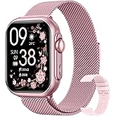 Smart Watches for Women Men Fitness: Smart Watch for iPhone&Android Bluetooth Call with 30 Day+Battery Life SpO2 Sleep Heart Rate Monitor,IP68,Fitness Tracker with 120+Sport,Reloj Inteligente, 2 Bands