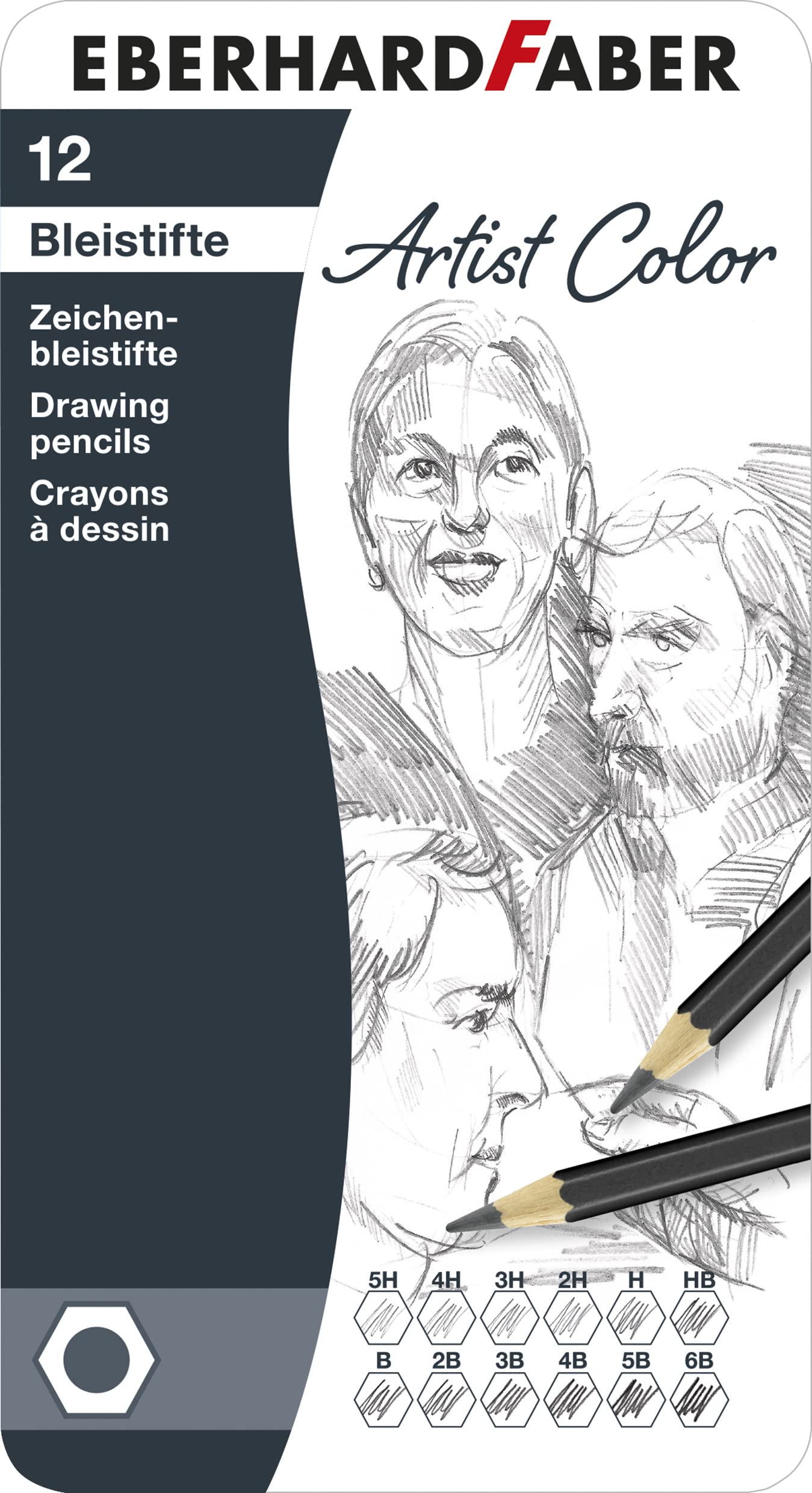 Eberhard Faber colour pencils Drawing pencils, 12 piece metal case — image 1