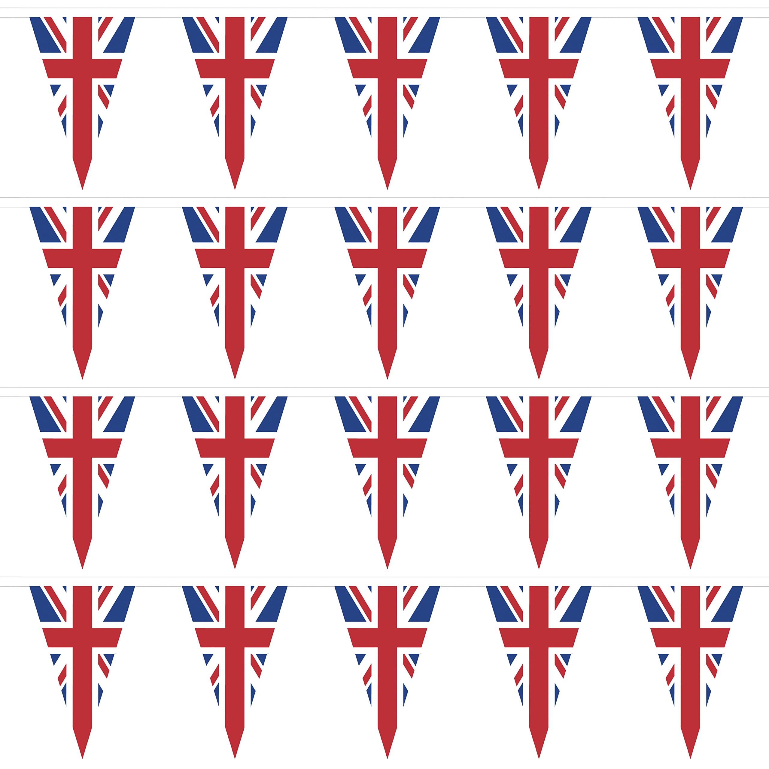 Union Jack Triangle Fabric Bunting 10m UK Flag Banner with 28x18cm Flags – British Decorations for VE Day, Royal Events, Street Parties, Indoor & Outdoor Patriotic Celebrations