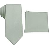 Entwineno Mens Linen Tie Set - Solid Necktie with Pocket Square