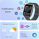 Popglory 2.01" Smart Watch for Women Men, Call, BP HR Sleep, 100+ Sports, view 5