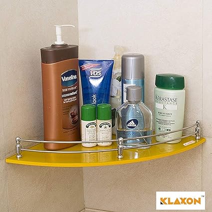 Klaxon Glass Bathroom Corner Glass Shelf (Yellow)
