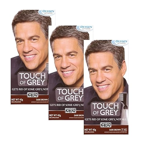 3 X Touch Of Grey Mens Hair Treatment Colour Multi Pack Dark Brown
