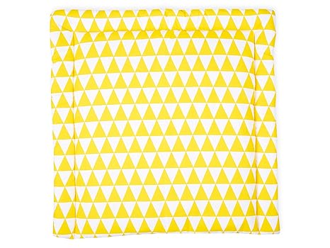 KraftKids Wickelauflage in gelbe Dreiecke, Wickelunterlage 60x70 cm (BxT), Wickelkissen