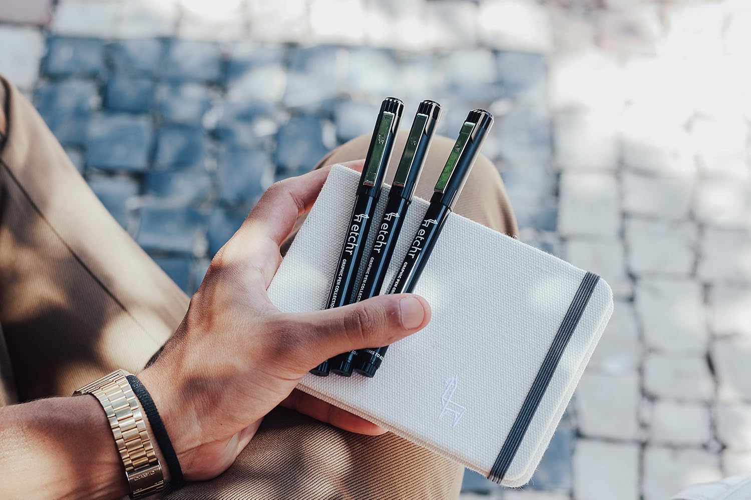 ETCHR Professional Black Drawing Pens - 16 Black Fineliner Pens for Drawing Sketching Inking and Writing - Quality Waterproof and Fadeproof Black Artist Pens - ETCHR Black Graphic Pen Collection : Office Products