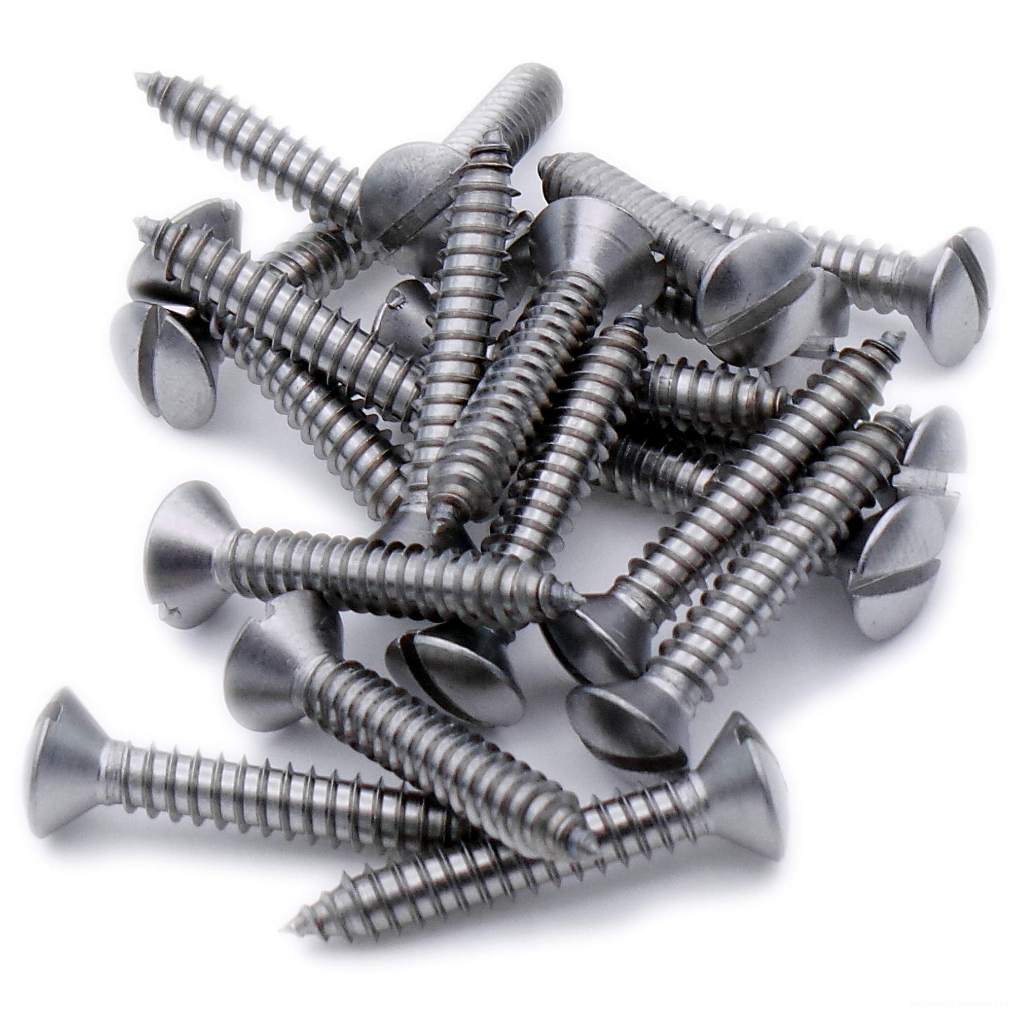 No.4 x 0.5 (2.9mm x 13mm) Slot Raised Countersunk Self-Tapping Screw - Stainless Steel (A2) (Pack of 20)