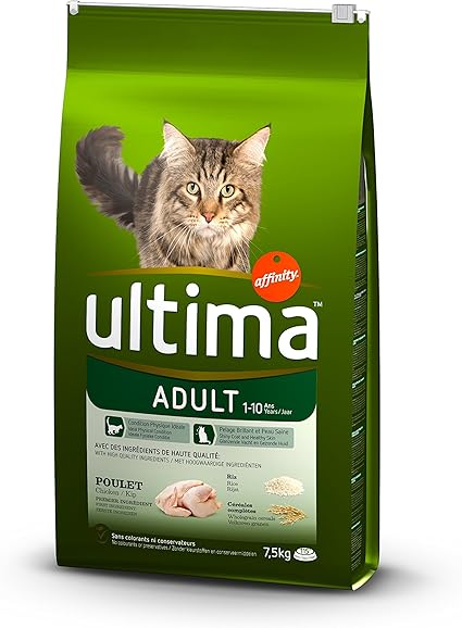 Ultima Croquettes Pour Chat Adulte Poulet Et Riz 75 Kg Lot De 2
