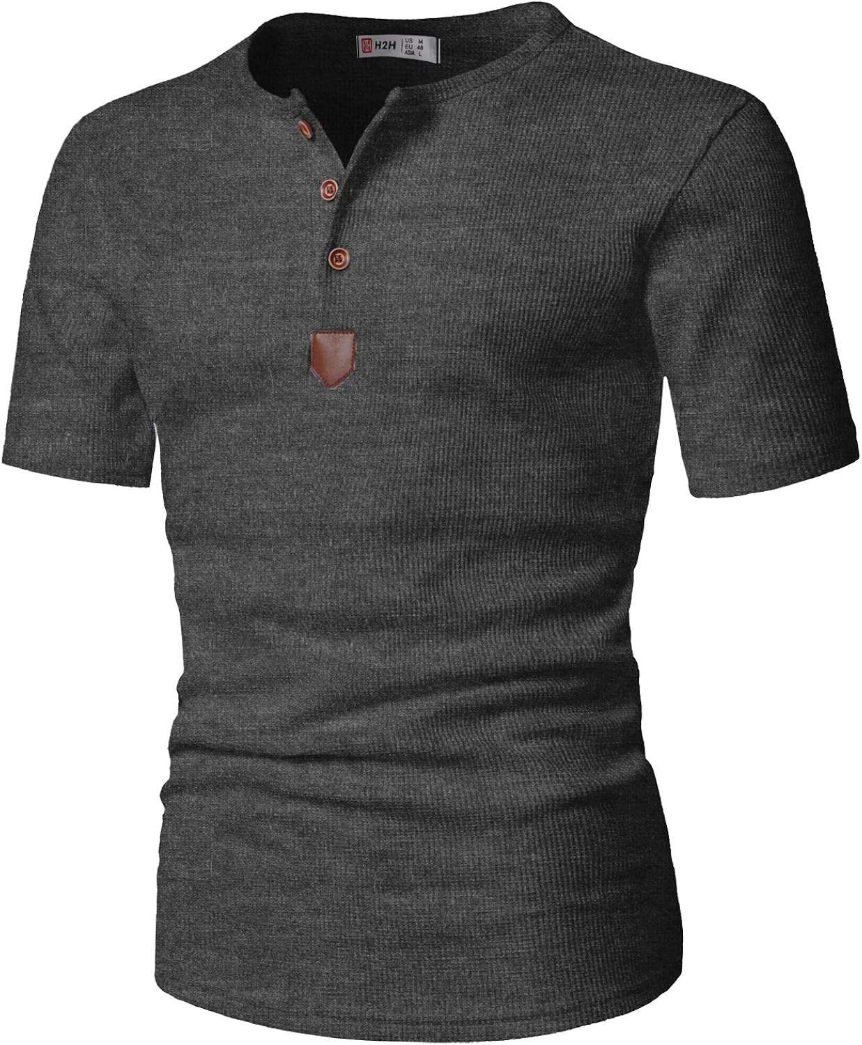 H2H Mens Casual Slim Fit Henley Shirts Short Sleeve Waffle Fabric at  Men’s Clothing store