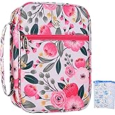G-LEAF Bible Cover Case/Book Cover, Bible Case for Women Girls, Bible Cover Bags Floral Pattern With Handle Fits for Standard Size Bible, 9.5x6.7x2.5 In