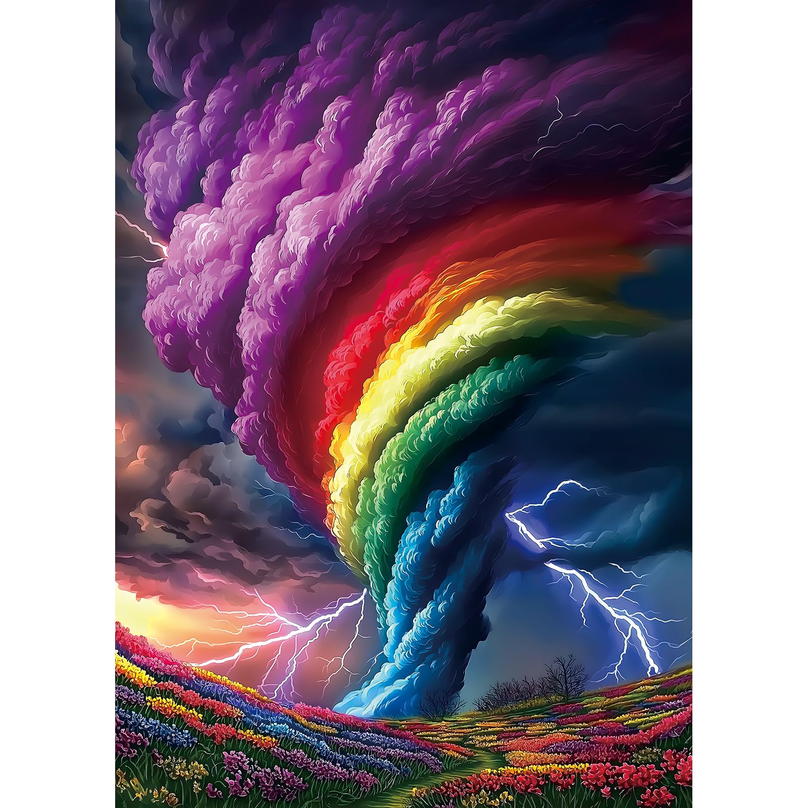 Photo 1 of Blueforest 1000 Piece Puzzles for Adults, Rainchbow Tornado Jigsaw Puzzles for Adults, Hard Challenge Art Jigsaw Puzzle, for Gifts Birthday Party Games Family, 27.5 * 19.7 inch Dust Free Puzzle