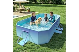 HeySplash Foldable Pool, Non-Inflatable Swimming Pool with Rigid Puncture-Proof Hard Composite Board, Adults & Kids Pool for 
