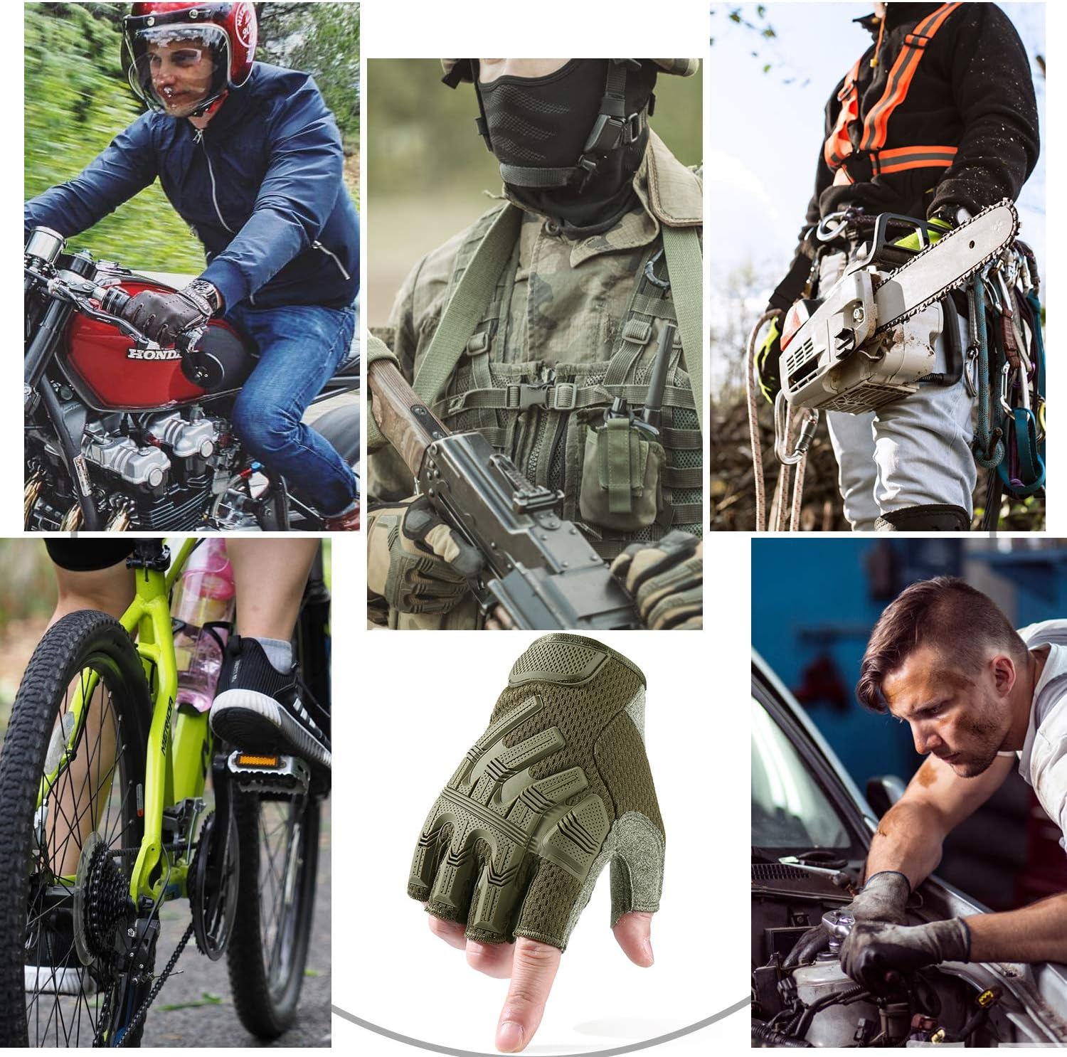 AXBXCX Touch Screen Fingerless Motorcycle Gloves: Sports & Outdoors