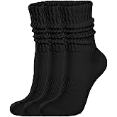 COZYOFFI Womens Scrunch Crew Socks: Retro Solid Slouch Mid Calf Socks - Cotton Casual Athletic Socks