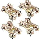 SEUNMUK 4 Packs 3/8 Inch Double Clevis, Zinc-Plated Safety Twin Clevis, G70 Forged Chain Repair Links, WLL 6600 lbs, Golden