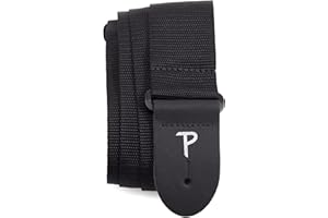 P PERRI'S LEATHERS LTD. Perri's Leathers Leather Guitar Strap - Naylon, Fits Electric, Jacquard, Adjustable 41"-72", Cool Acoustic Guitar Straps for Electric & Bass, Black