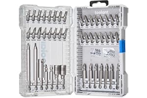 toolant Magnetic Screwdriver Bit Set, Impact Driver Bit Set, 1/4'' Hex S2 Steel Impact Driver Bit Set with Storage Box, 46-Piece