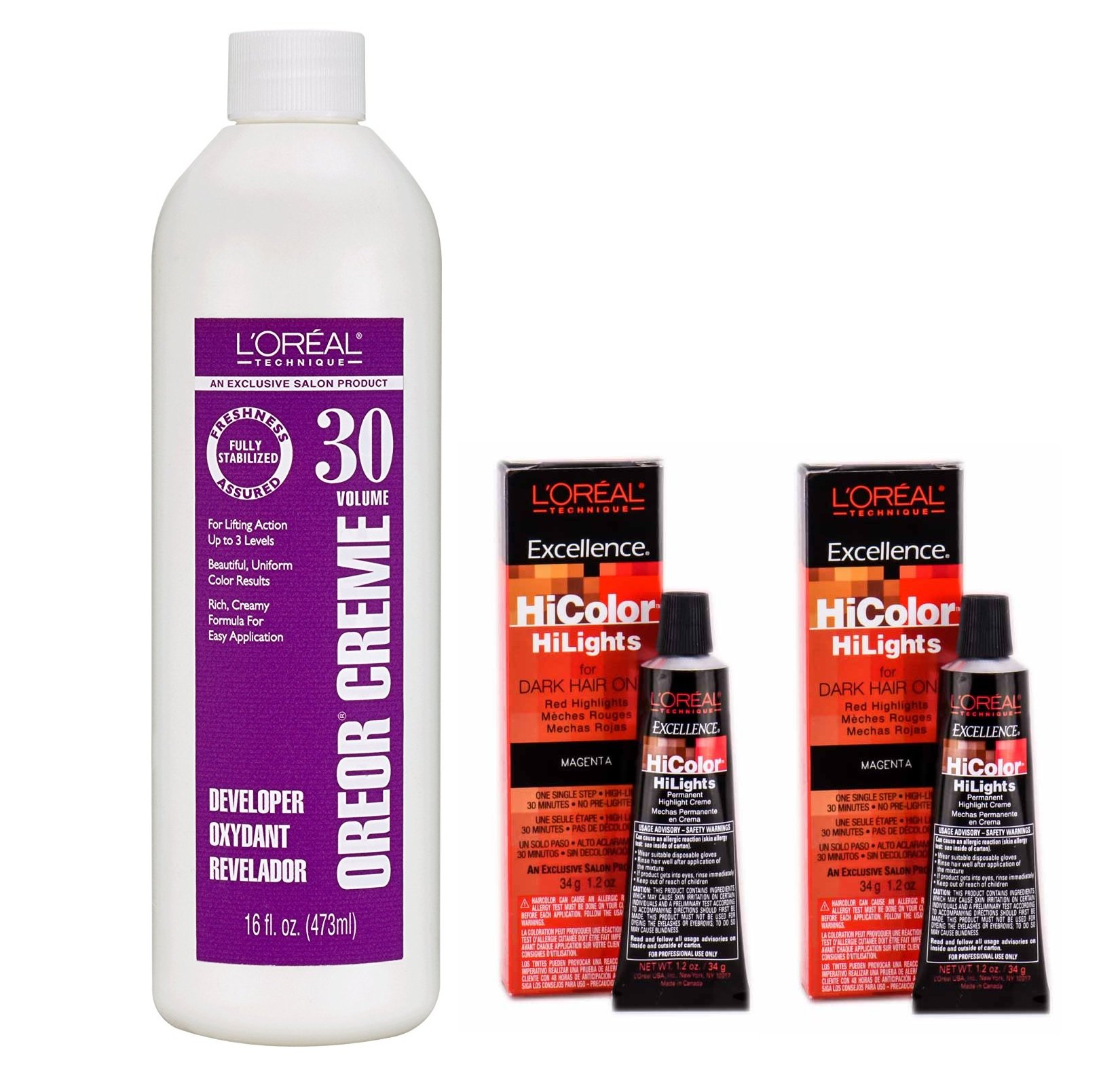 L Oreal Hicolor Hilights For Dark Hair Only Magenta 2 Pack With 16