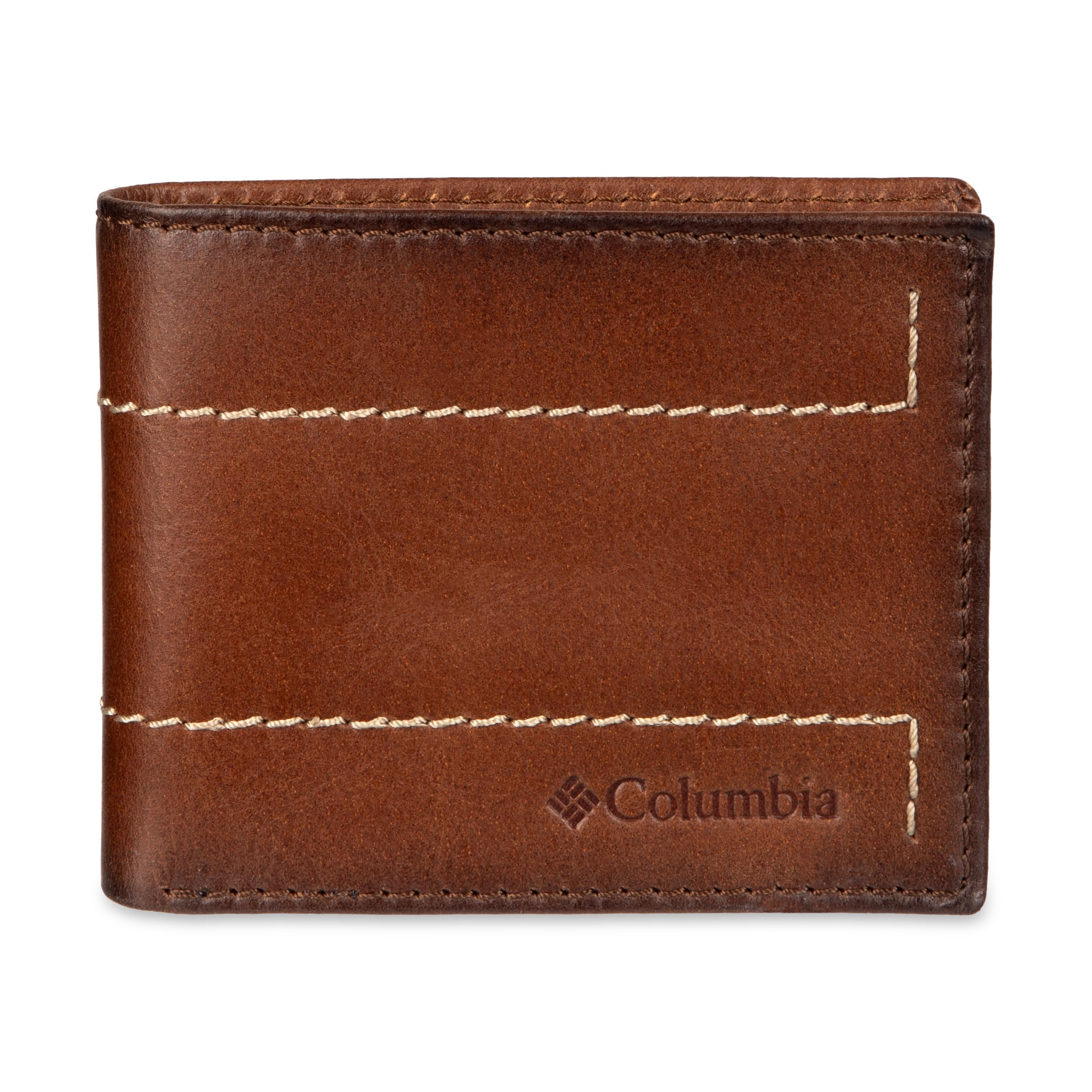 Columbia Men's Extra Capacity Hand Lace Stitch Trifold Wallet, Tan, One Size Image