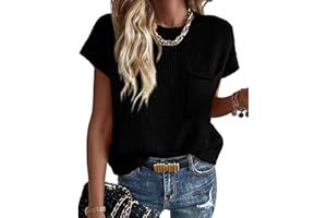 KIRUNDO Short Sleeve Sweater for Women 2025 Casual Sweater Vest Cotton Knit Pullover Tank Tops Trendy Spring Summer Outfits