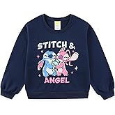 Disney Lilo & Stitch Angel Girls Crewneck Pullover Sweatshirt for Big Kids