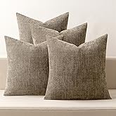 MIULEE Pack of 4 Decorative Throw Pillow Covers 18x18 Inch Taupe Chenille Textured Throw Pillows Boho Farmhouse Accent Cushion Covers for Modern Home Decor Couch Sofa Bed Living Room