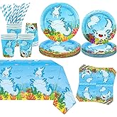 KEFAN Blue Axolotl Birthday Party Decorations, Blue Axolotl Theme Party Tableware Supplies including Plates, Cups, Napkins, Tablecloth, Serves 20 (20)